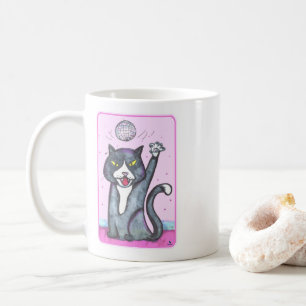 Caneca De Café Gato Desenho Animado Bola de Discoteca Dançante Ar