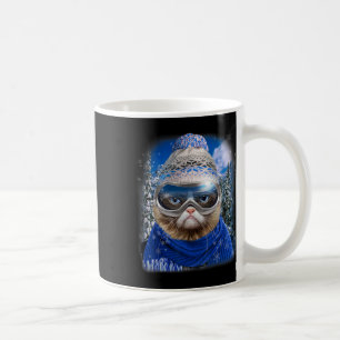 Caneca De Café Gato Desgrumante No Esportes De Esqui De Inverno