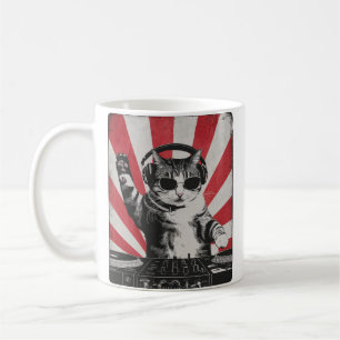 Caneca De Café Gato DJ Legal Giradiscos Retro Explosão Solar Aman