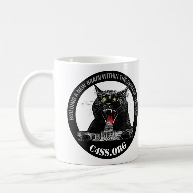 Caneca De Café Gato do laser da dominação de C4SS (Esquerda)
