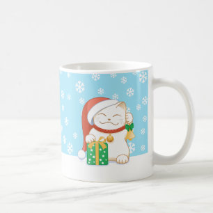 Caneca De Café Gato do White Christmas em Red Hat