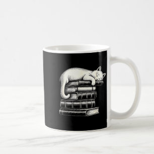 Caneca De Café Gato dormindo e livros adoráveis fofos aconchegant