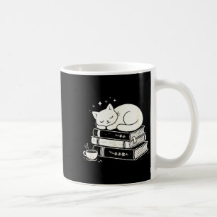 Caneca De Café Gato dormindo e livros fofo adorável aconchegante 
