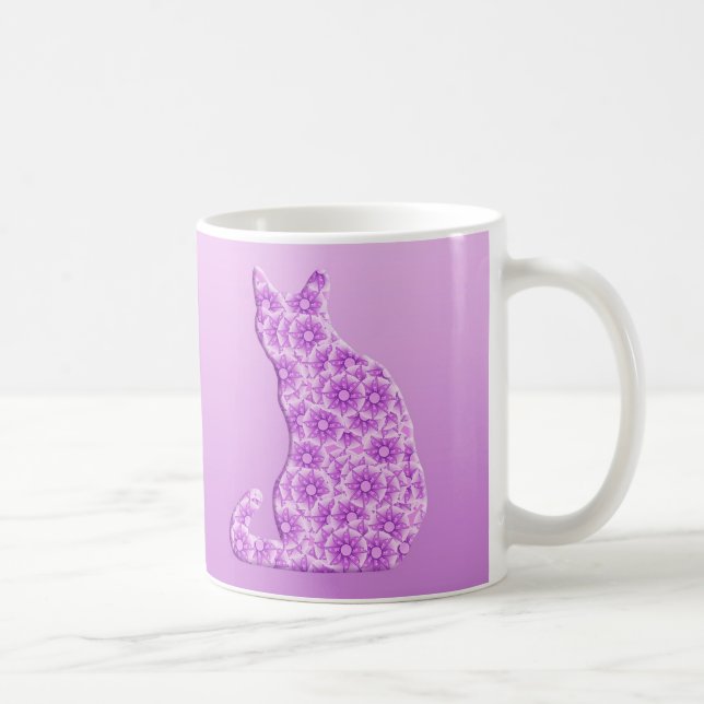 Caneca De Café Gato dos Pinwheels - lavanda, roxa (Direita)