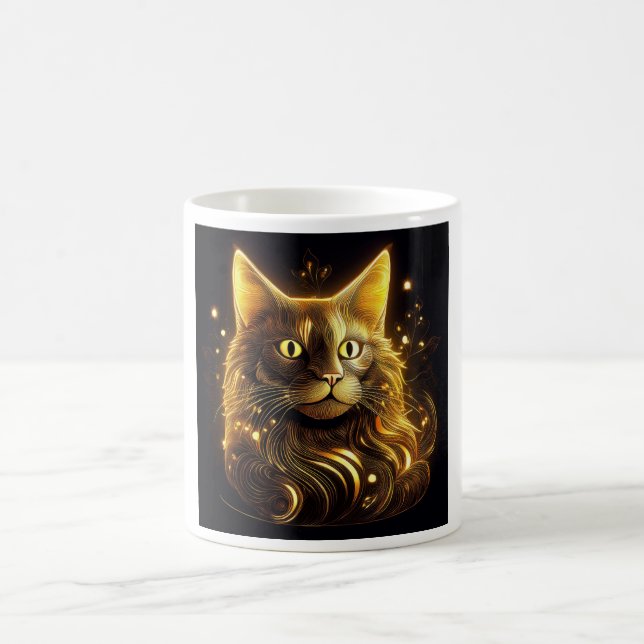 Caneca De Café Gato Dourado Neon Fantasia (Centro)