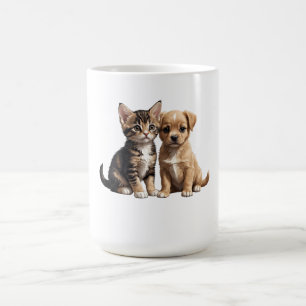 Caneca De Café Gato e cachorrinho