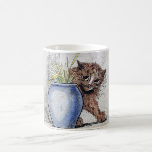 Caneca De Café Gato e Pássaro Pequeno Amarelo, Louis Wain