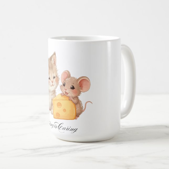 Caneca De Café Gato e Rato "Compartilhamento é Carinho" Amigo Ani (Frente Esquerda)