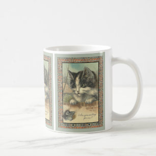 Caneca De Café Gato e rato vintage "esperando por mim?"