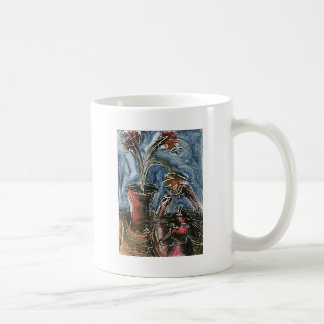 Caneca De Café Gato e vaso de flores I (Direita)