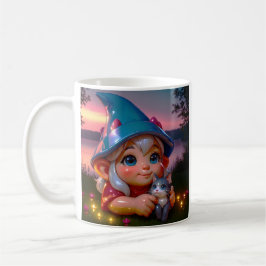 Caneca De Café Gato Elfo do Pôr do Sol