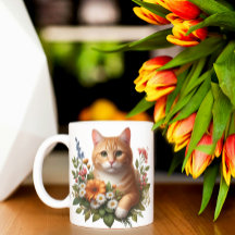 Gato em Aquarela & Flores