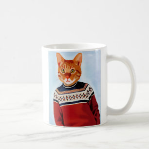 Caneca De Café Gato em Ski Sweater