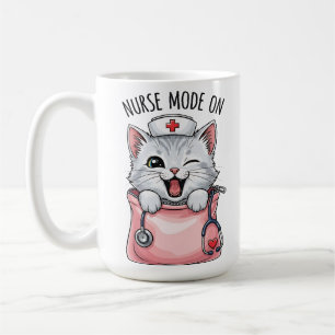 Caneca De Café Gato Enfermeira Fofo no Bolso de Café