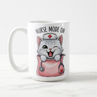 Caneca De Café Gato Enfermeira Fofo no Bolso de Café