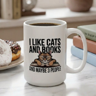 Caneca De Café Gato Engraçado Antissocial Livro Amante Introverti