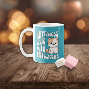 Caneca De Café Gato engraçado azul brilhante fofo dizendo