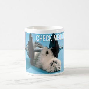 Caneca De Café Gato engraçado bonito do Gym - verifique Meowt