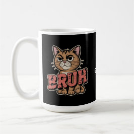 Caneca De Café Gato Engraçado Bruh Meme Humor Gráfico Gato Gato P