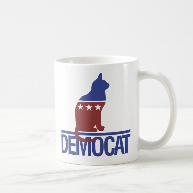 Caneca De Café Gato engraçado democratizado (Direita)