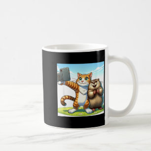 Caneca De Café Gato engraçado do Dia do Groundhog tirando selfie