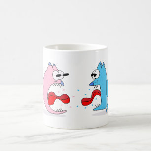 Caneca De Café Gato Engraçado e Cachorro Lutam Mug