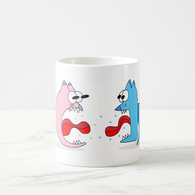 Caneca De Café Gato Engraçado e Cachorro Lutam Mug (Centro)