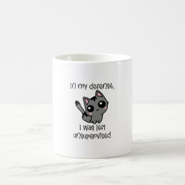 Caneca De Café Gato Engraçado em Minha Defesa Eu Fui Deixado Sem