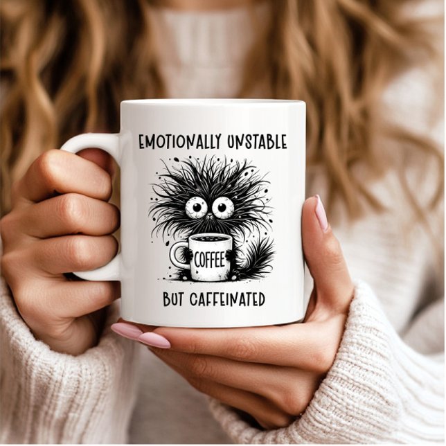 Caneca De Café Gato Engraçado Emocionalmente Instável, mas Cafein (Criador carregado)