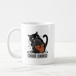 Caneca De Café Gato Engraçado Escolha Bondade Linocut Meme