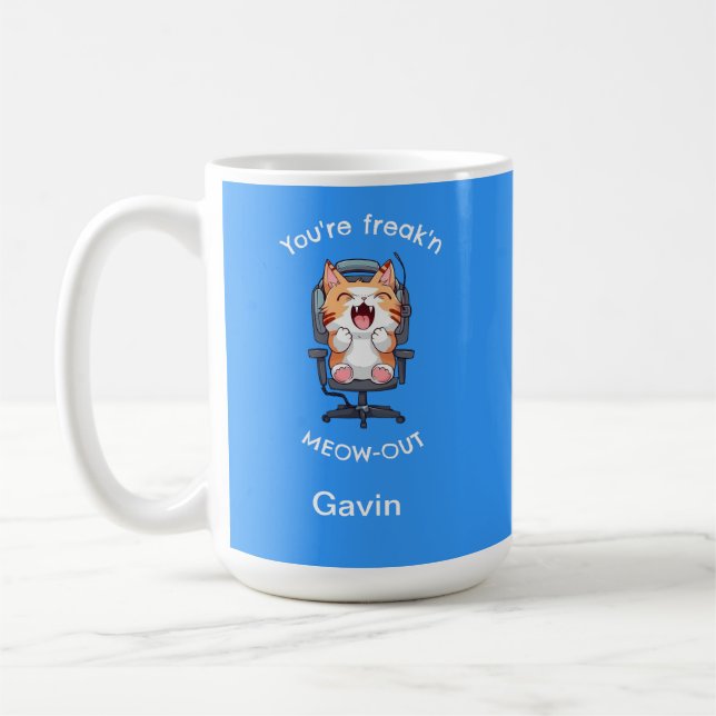 Caneca De Café Gato Engraçado Freak'n Meow Out (Esquerda)