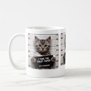 Caneca De Café Gato Engraçado Gato de Mugshot Mischievo Gatinho H