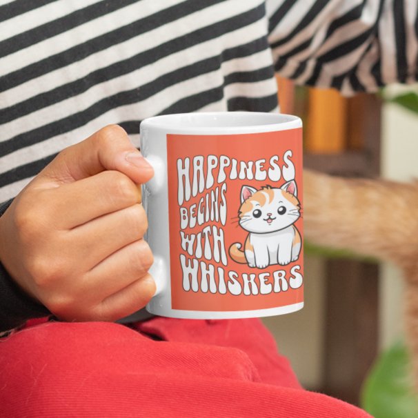 Caneca De Café Gato engraçado laranja fofo dizendo (Criador carregado)