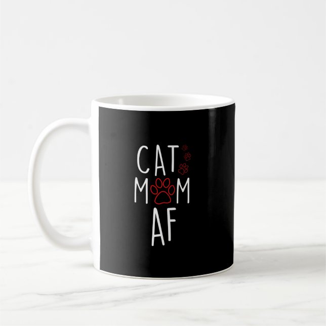 Caneca De Café Gato Engraçado Mãe AF Gato Louco Senhora Meme (Esquerda)