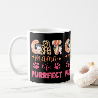 Caneca De Café Gato Engraçado Mama Vida Purfeita Leopard Imprima