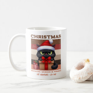 Caneca De Café Gato Engraçado Natal Retro Personalizado