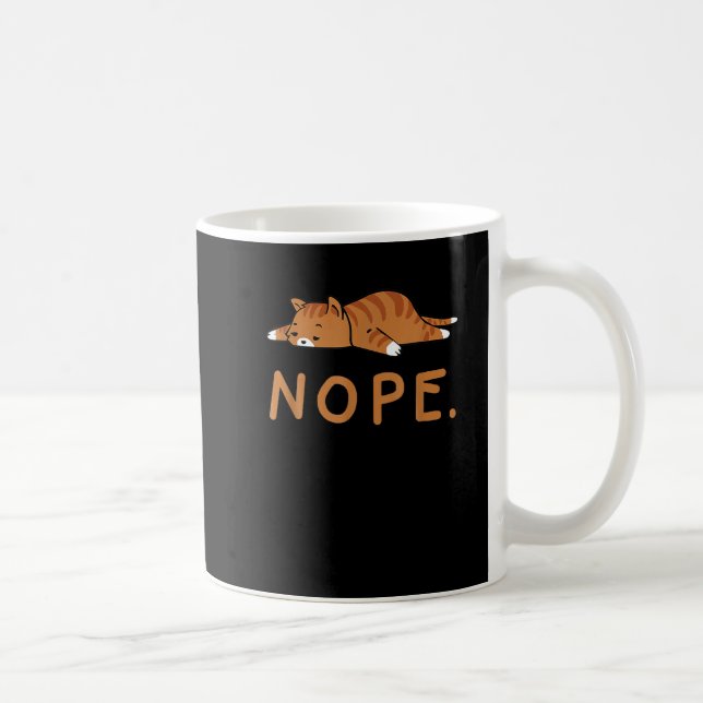 Caneca De Café Gato Engraçado Nope Gato Preguiçoso Gato Laranja G (Direita)