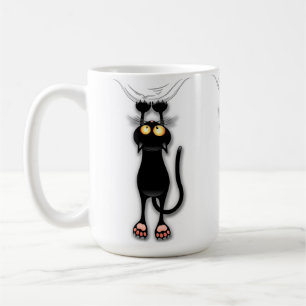 Caneca De Café Gato engraçado Personagem arranhando Tecido