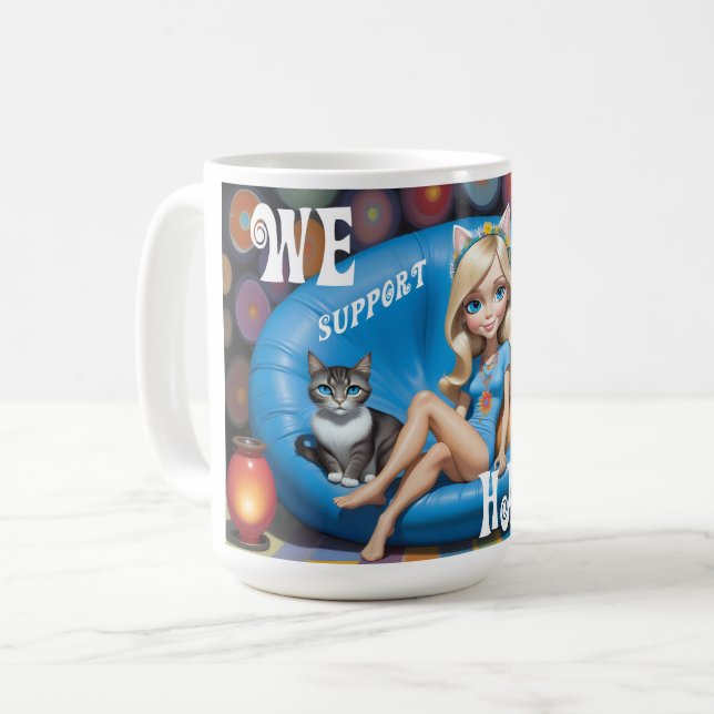 Caneca De Café Gato Engraçado Personalizado, Mulheres Sem Criança (Frente Esquerda)
