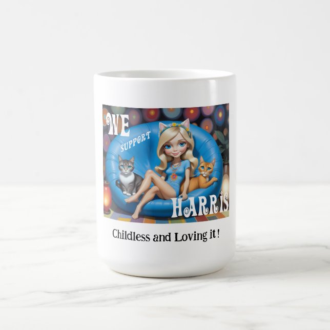 Caneca De Café Gato Engraçado Personalizado, Mulheres Sem Criança (Centro)