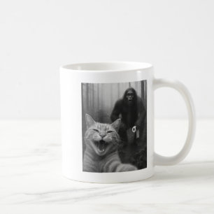 Caneca De Café Gato Engraçado Surpreende Selfie Feliz Com Doin Pé
