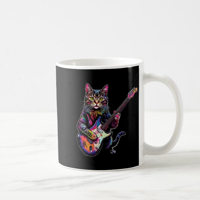 Caneca De Café Gato Engraçado Tocando Violão Presentes de Rock An (Direita)