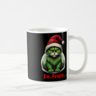 Caneca De Café Gato engraçado verde natalino festivo Pessoas Ew