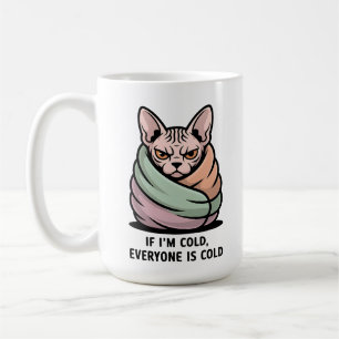 Caneca De Café Gato Esfinge Bravo Arte de Cartoon de Humor Frio