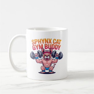 Caneca De Café Gato Esfinge Musculoso Parceiro de Academia Cartoo