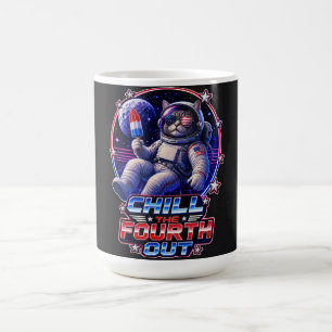Caneca De Café Gato Espacial Patriótico 4 de Julho