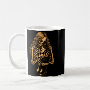 Caneca De Café Gato Esqueleto Vintage Abraçando Gato Tuxedo Hallo