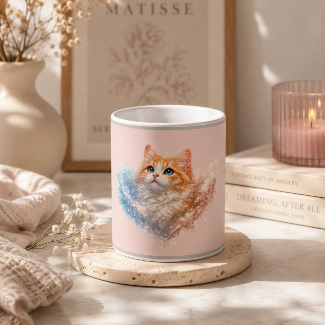 Caneca De Café Gato estilo rosa  (Criador carregado)