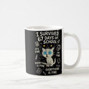 Caneca De Café Gato eu sobrevivi 67 dias de professores alunos da