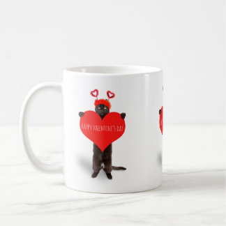 Caneca De Café Gato feliz dia de os namorados Cute Segurando Humo